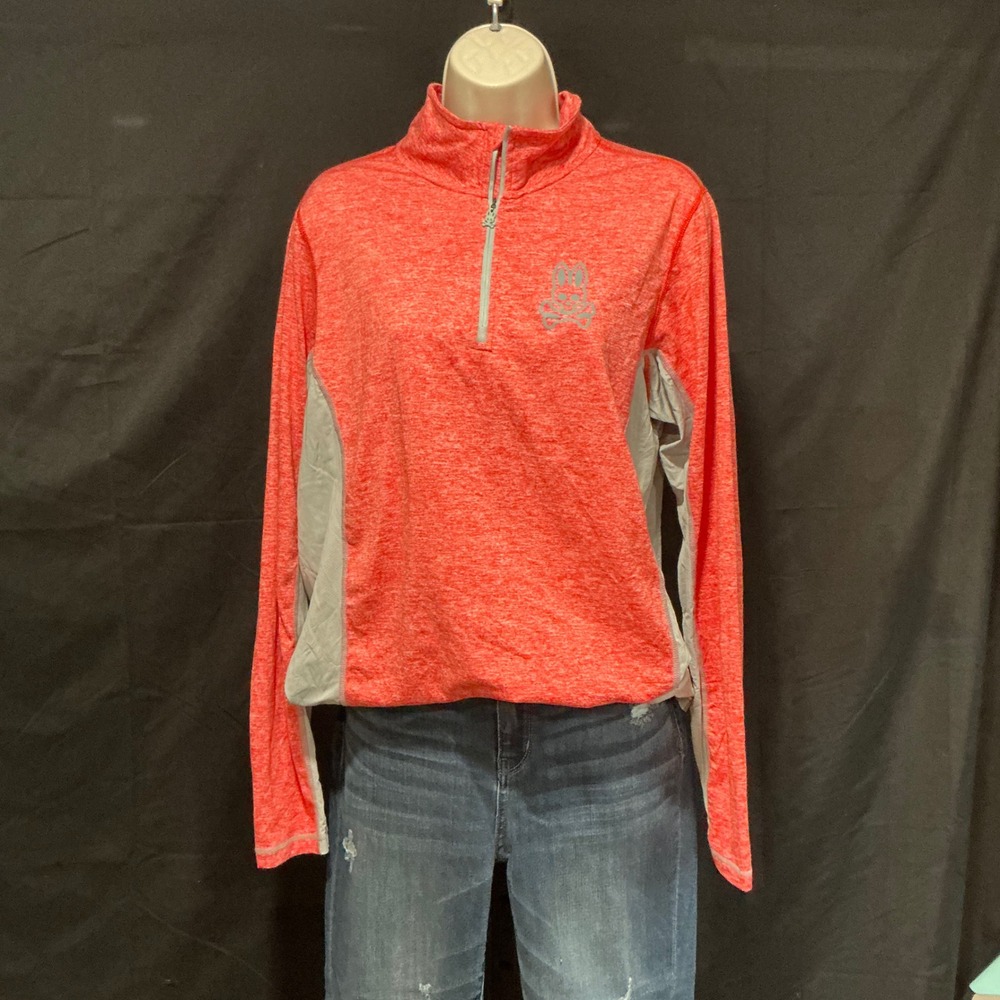 Psycho Bunny Quarter‎ Zip Pullover S Red Heather Grey Mesh Performance Top